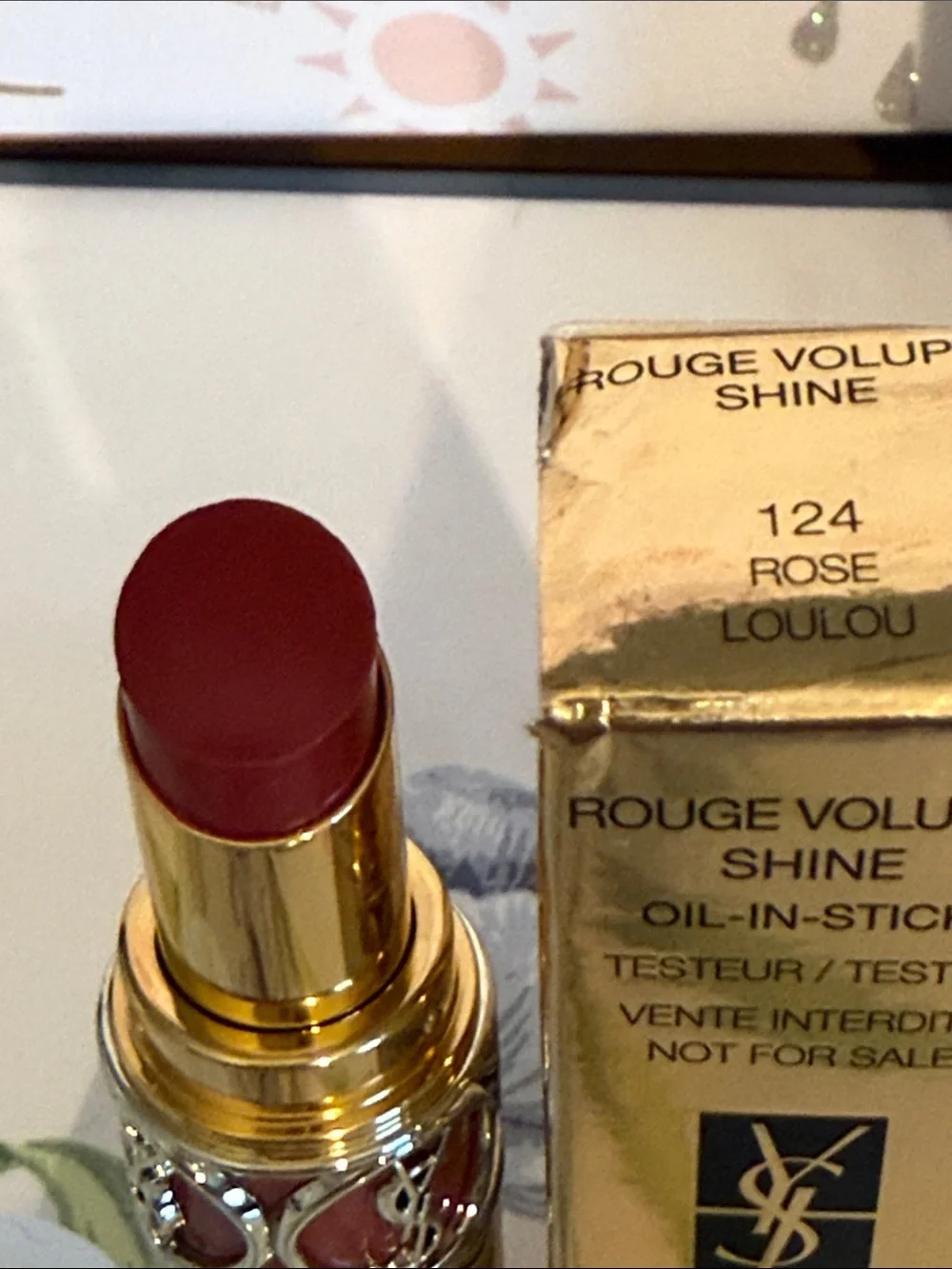 Yves Saint Laurent Rouge Volupté Shine Lipstick —Rose Loulou #124.
